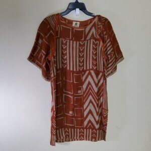 Vintage PIU by Mariella Geometric Patterned Brown and Tan Dress Size 10